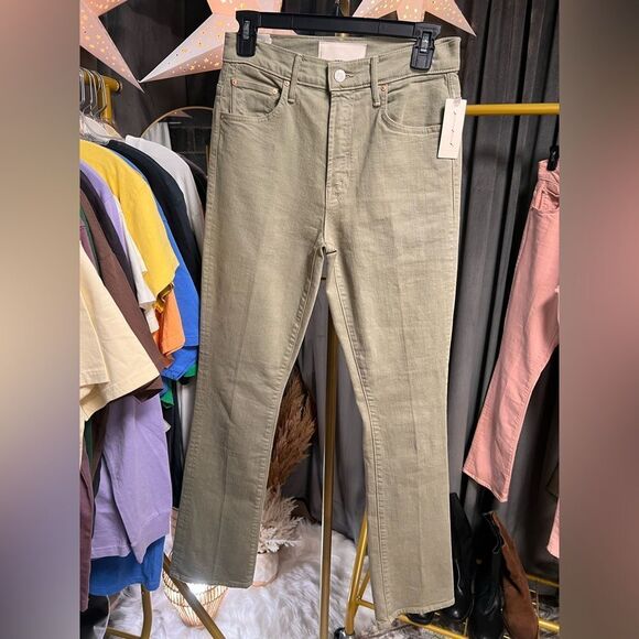 MOTHER The Insider Hover High Rise Straight Jeans in Moss - Picture 4 of 7